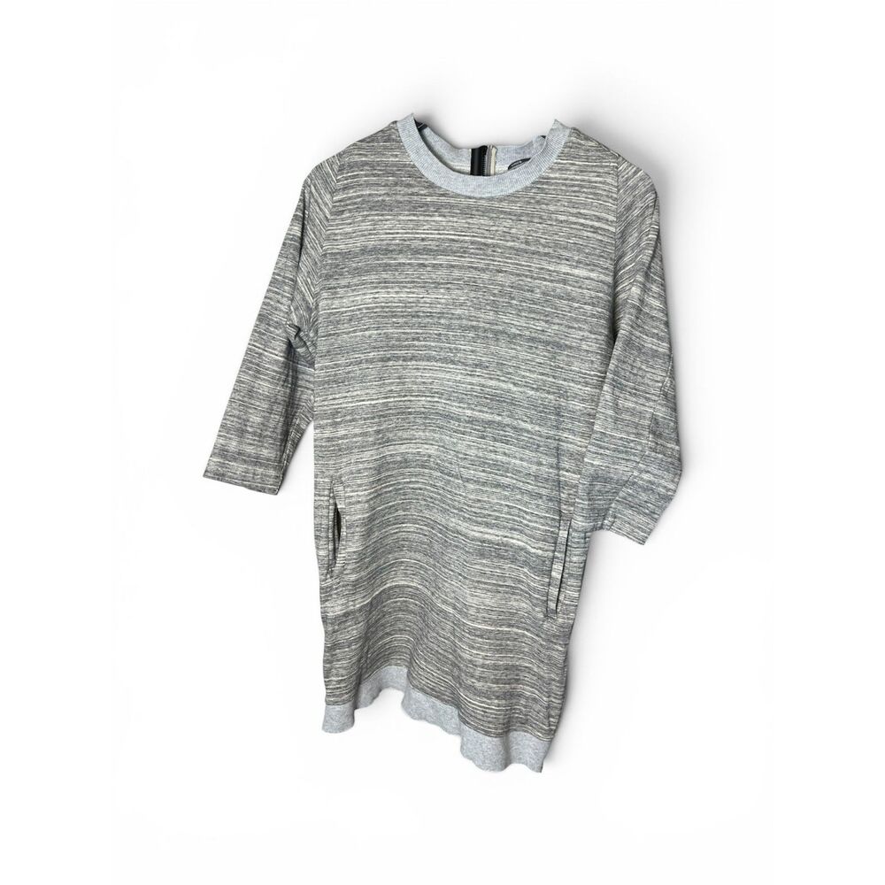 Vince Gray Space Dye Sweatshirt Dress Side Zip Pockets Crew Neck Women's Size S